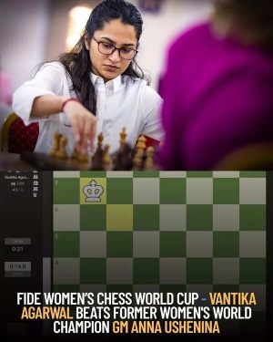 Indian Chess Star Vantika Agrawal Dethrones Former World Champion at World Cup, Secures Lucrative Prize