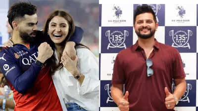 Virat Kohli and Anushka Sharma with Suresh Raina at an event.