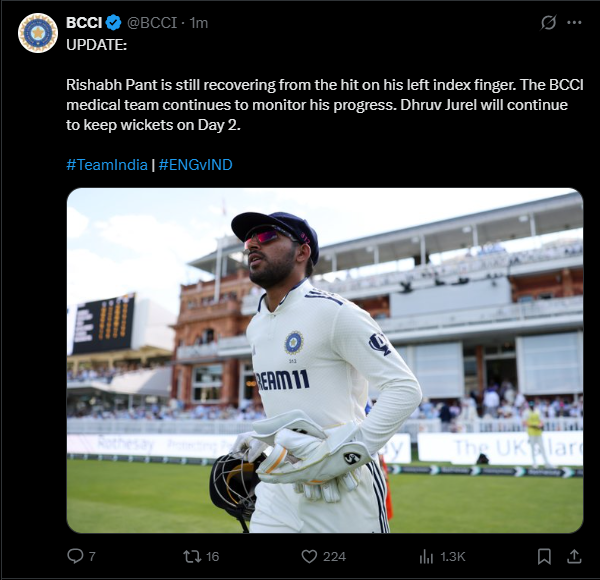 Rishabh Pant injury update