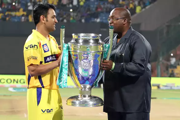 CSK celebrates their 2014 CLT20 victory.