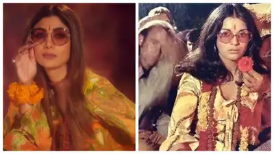Shilpa Shetty Channels Zeenat Aman's Iconic Look; Farah Khan Approves
Hoặc:
Shilpa Shetty Recreates Zeenat Aman's 'Hare Rama Hare Krishna' Style; Shares Fitness Tips and Film Update